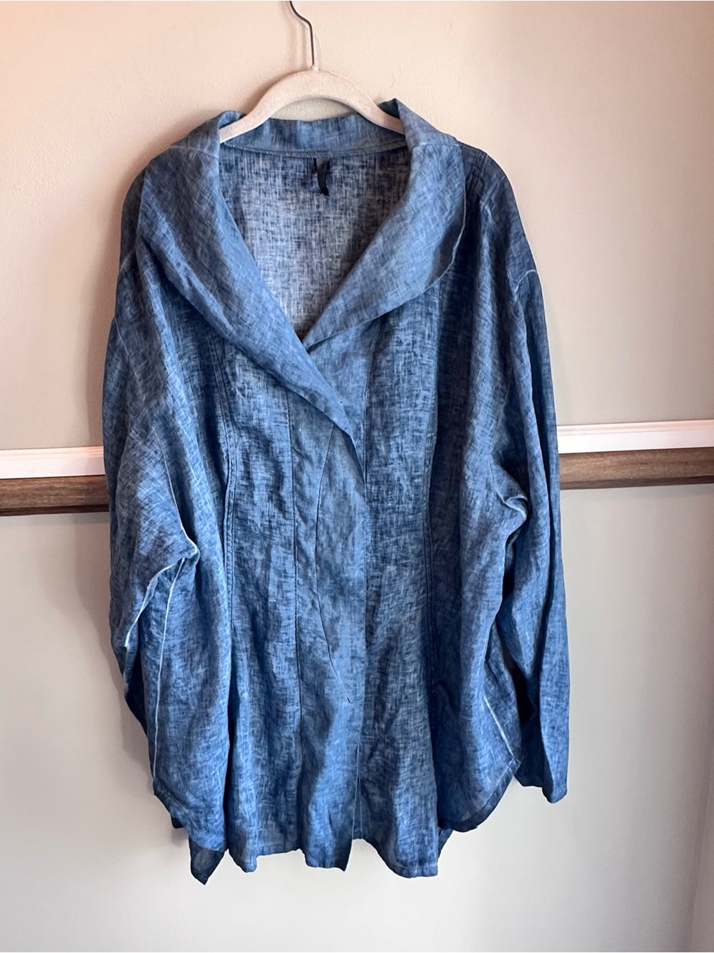 Cynthia Ashby Blue Oversized Linen Lagenlook Tunic Dress